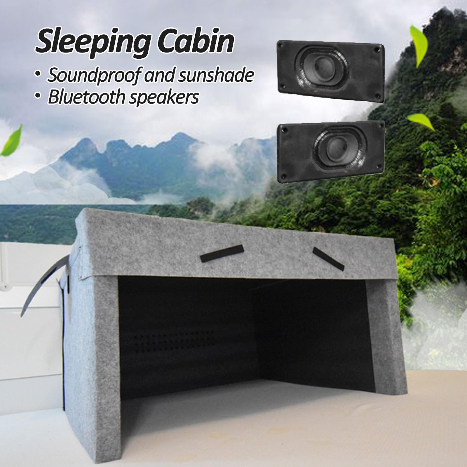 Almohada de cabina para dormir insonorizada, espacio de privacidad plegable, tienda de campaña silenciosa con altavoces dobles integrados para un sueño más profundo