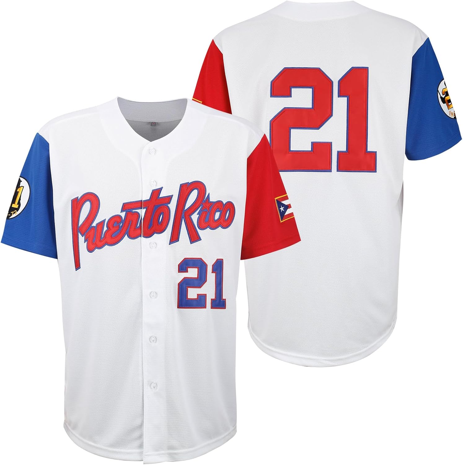 Men's Puerto Rico #21 Retro Baseball Jersey Classic Baseball Shirt Stitched