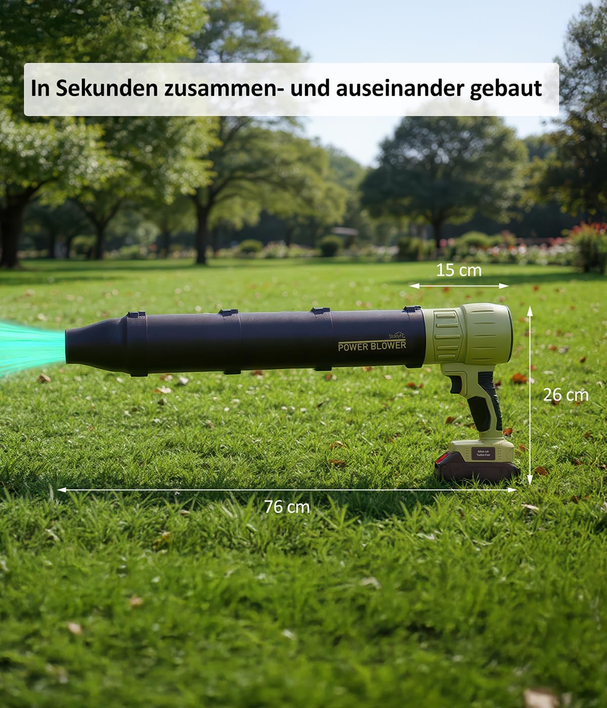 Genius Power Blower - Soplador de Hojas inalámbrico con batería de 7 TLG, soplador de Polvo eléctrico portátil con batería, 120 km/h, Solo 1,5 kg