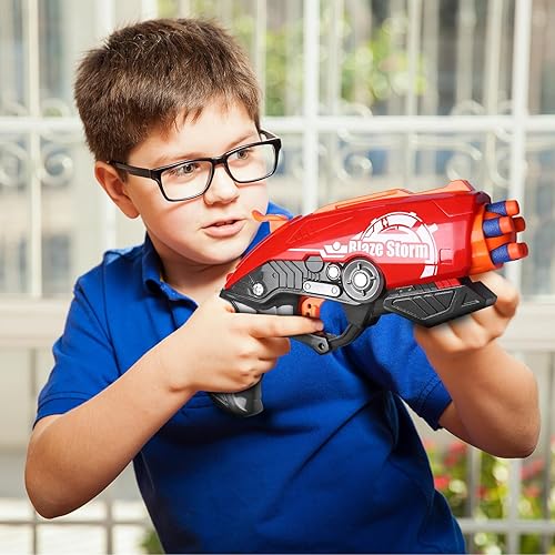 Miniatura 6 de Zecong - Pistola de juguete para niña, pistola de juguete pequeña con 9 dardos de espuma suave, 5 dardos en barril giratorio y cebado de acción de