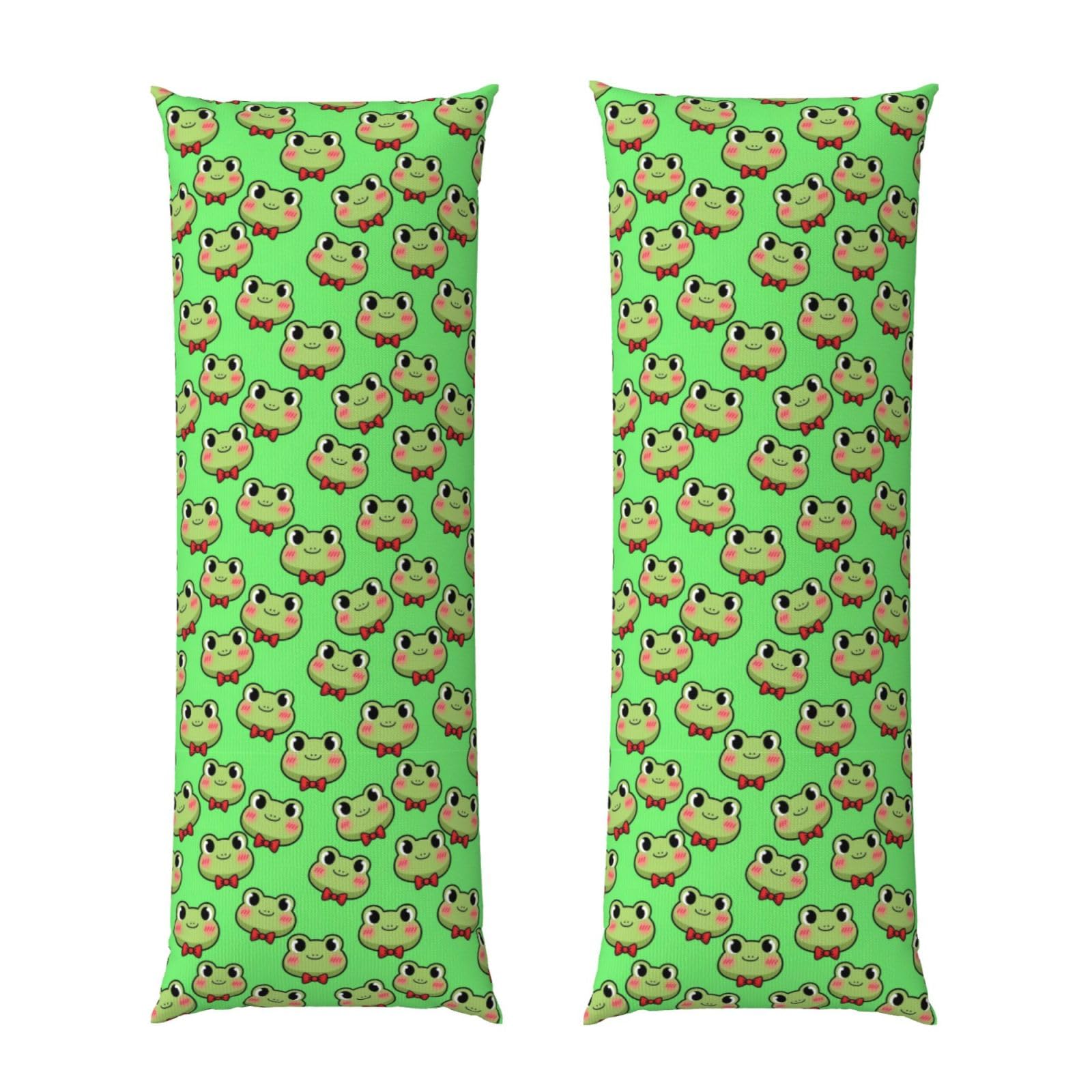 Long Pillowcase 20x54 Inch, Green Frog Kawaii, Ultra Soft Body Pillow Cover with Hidden Zipper, Wrinkle Resistant Fabric for Bed Couch Home Decoration