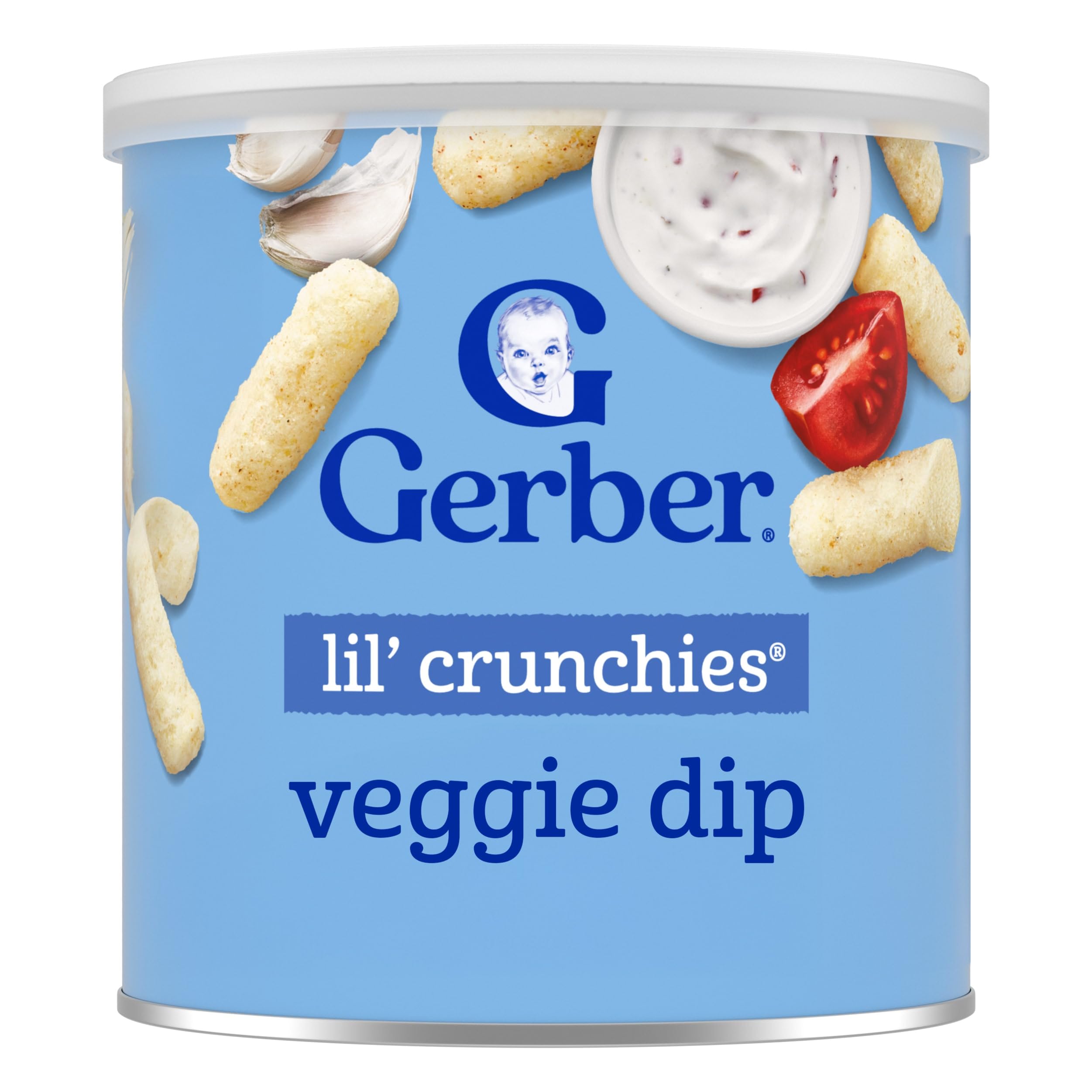 Gerber Stage 3 Baby Food Snacks, Veggie Dip Lil' Crunchies, Snacks for Babies, Baby Led Feeding