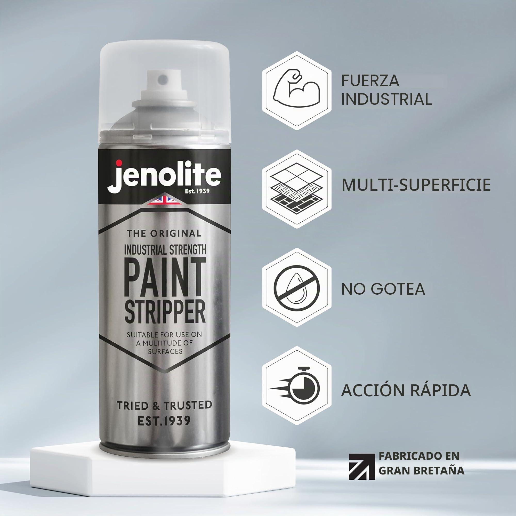 JENOLITE Industrial Strength Decapante de Pintura en Aerosol | Fórmula de gel antigoteo | 3 x 400 ml | Removedor de pintura y decapante de barniz | Metal, madera, ladrillo, hormigón