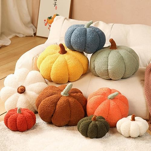 Miniatura 5 de Mixdameny Almohadas de calabaza, almohada de calabaza suave de peluche, cojín de felpa en forma de calabaza, cojín decorativo en forma de calabaza