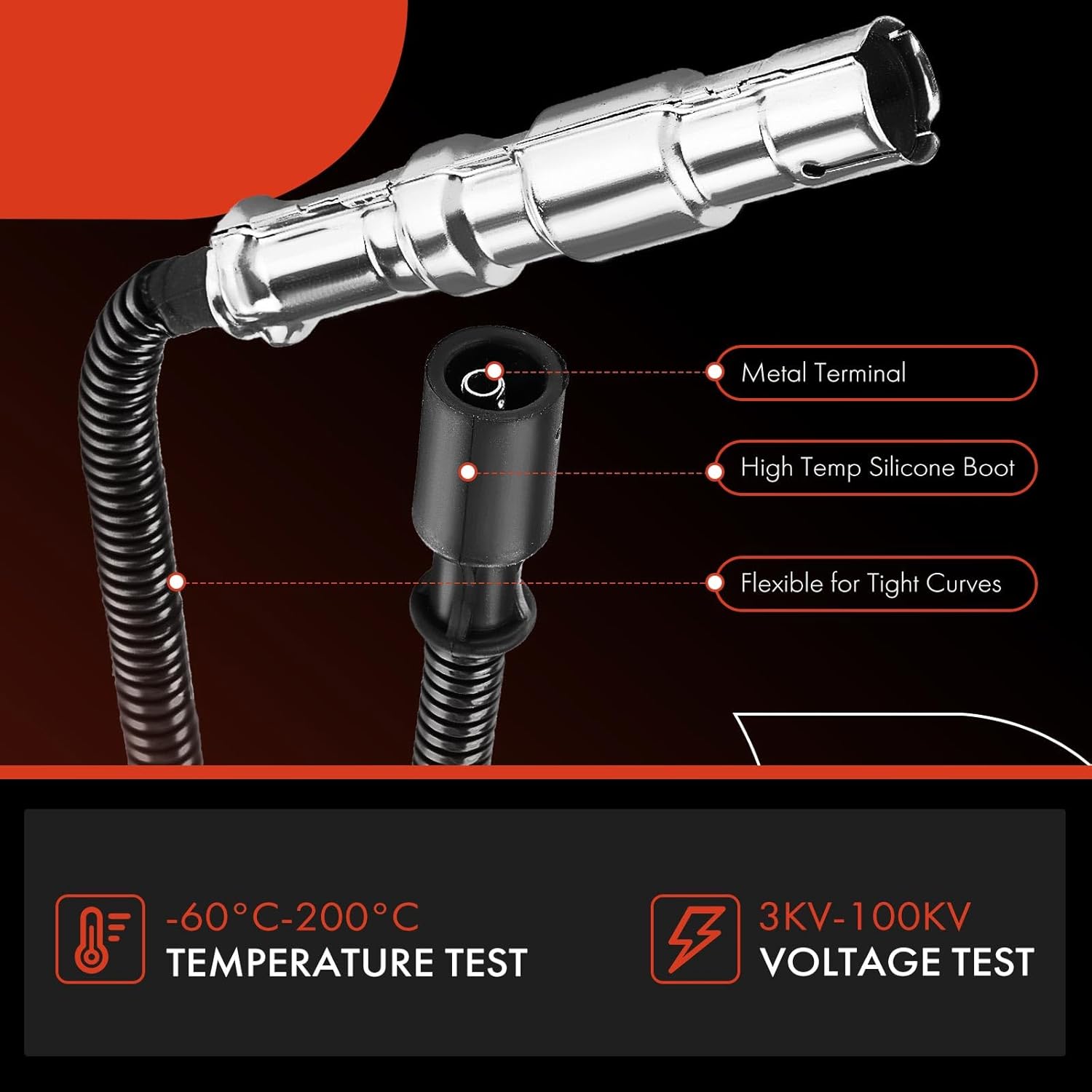 A-Premium Ignition Spark Plug Wires Set of 16 Compatible with Mercedes-Benz CLK430, C43 C55 AMG, E430 E500 E55 AMG, R500, G500 G55 AMG, S430 S500 S55 SLK55 AMG