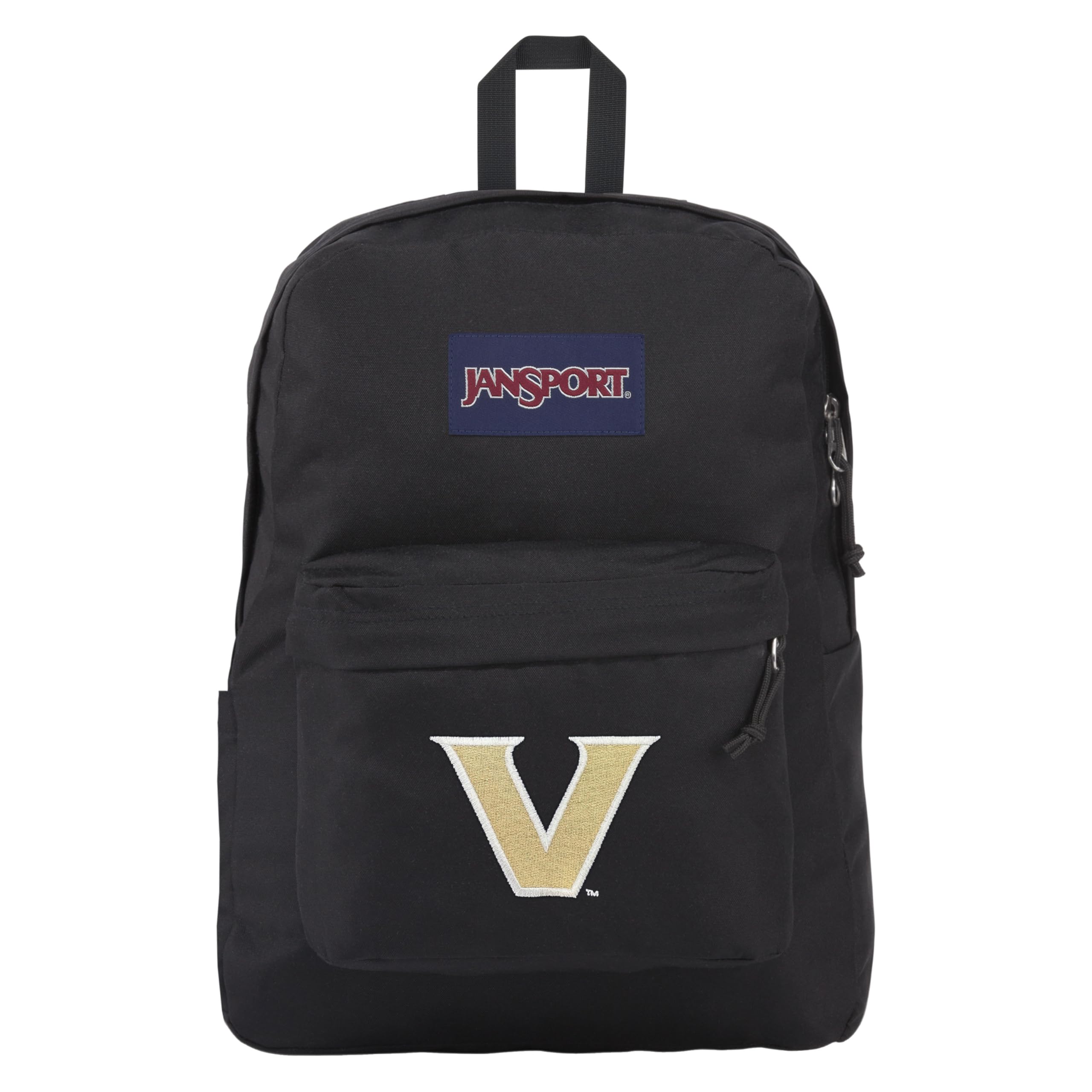 JanSport NCAA Officially Licensed Backpack, Vanderbilt Commodores, Superbreak Plus with Padded 15'' Laptop Sleeve, Spacious Computer Bag for Men &amp; Women, Durable Daypack with Bottle Pocket, Black