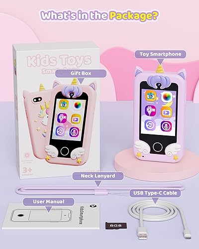 Miniatura 6 de Teléfono inteligente de juguete para niños, regalos y juguetes para niñas y niños de 3 a 8 años, teléfono de juguete de unicornio falso con