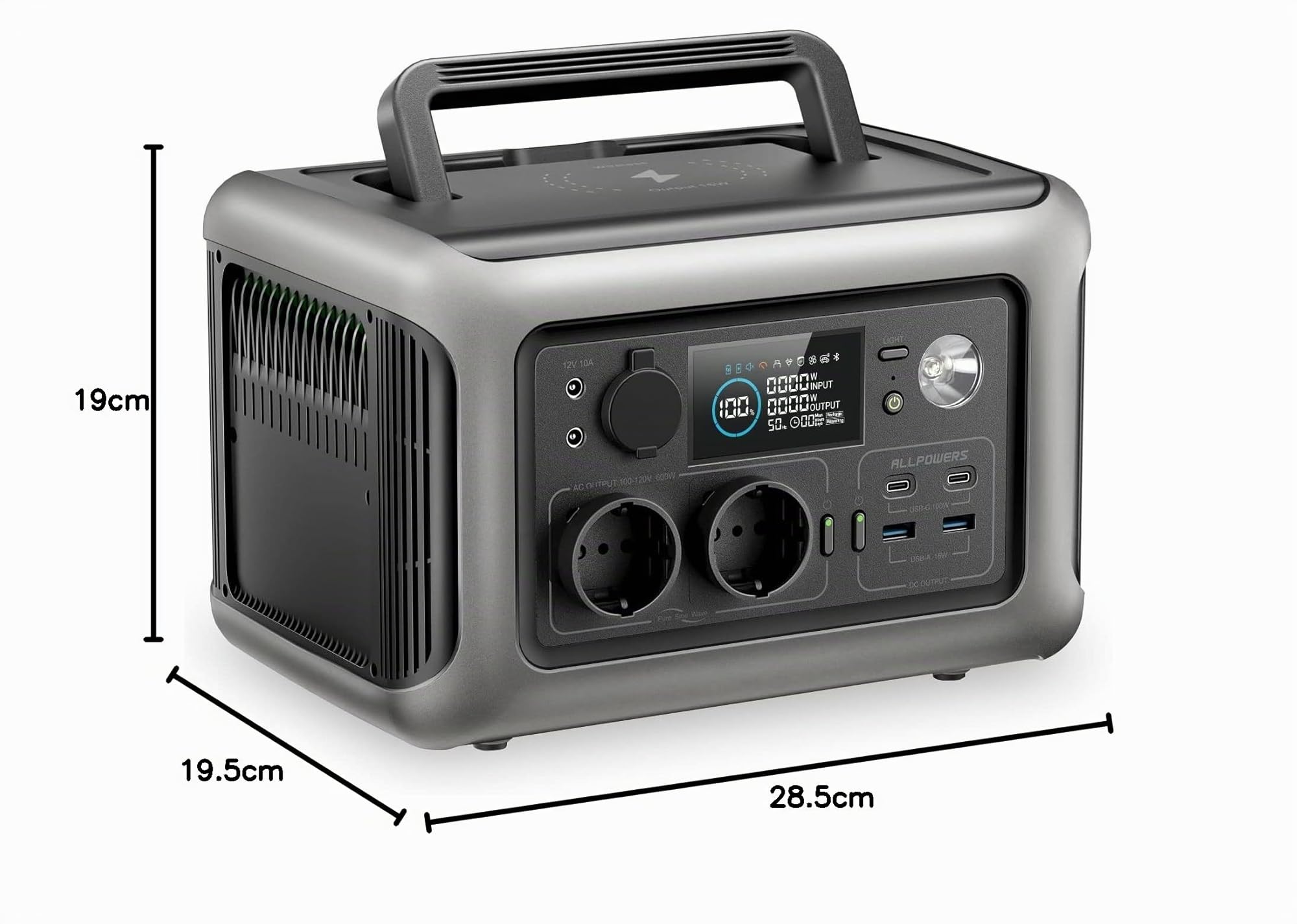 ALLPOWERS Tragbare Powerstation, 299Wh LiFePO4 Batterie Backup mit 2x 600W (1200W Peak) AC Ausgängen, Solargenerator für Reise, Camping, Garten, Party