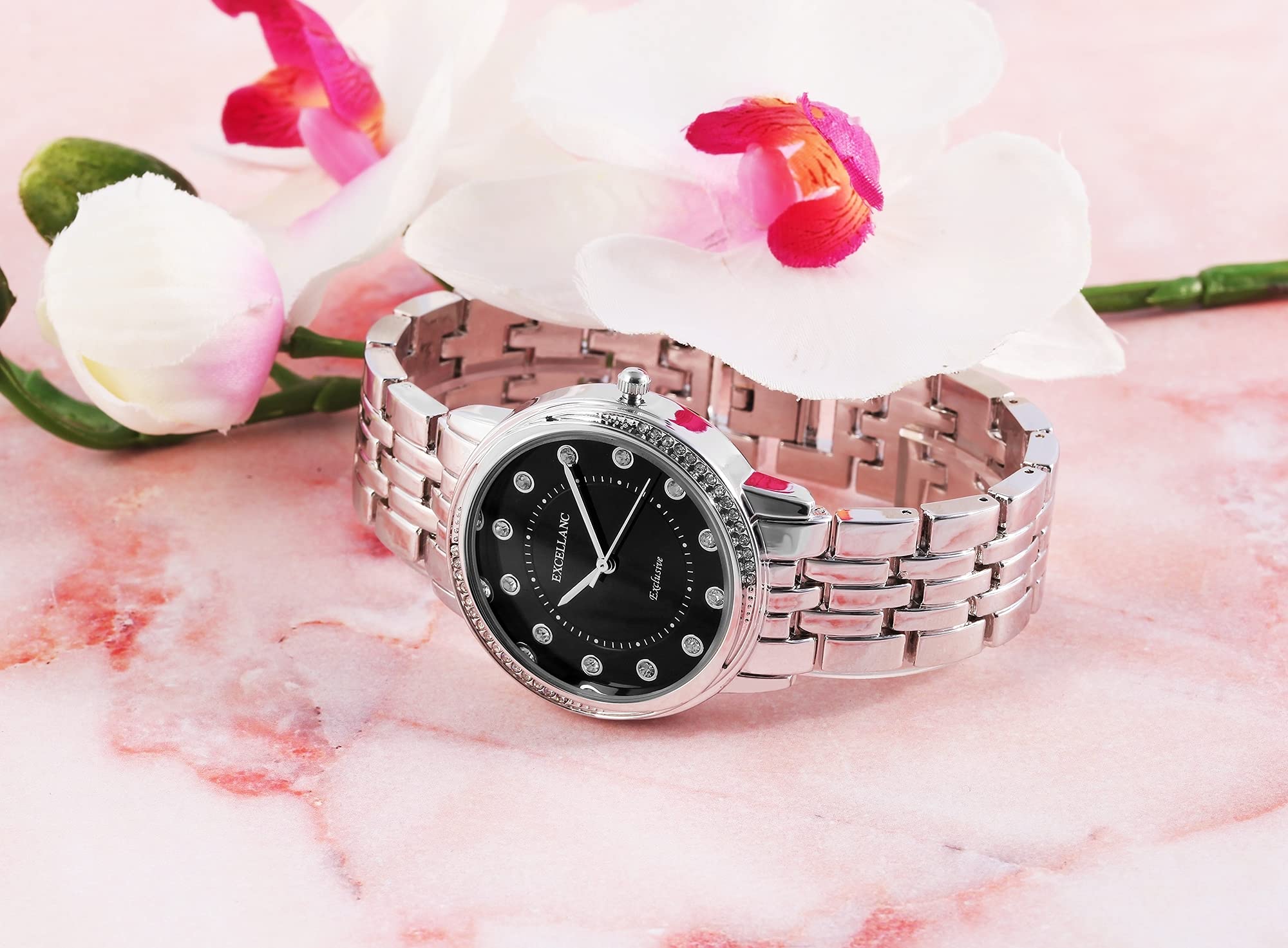 Excellanc Geschenkset-Damen Uhr Armreif Armband Strass 1800218