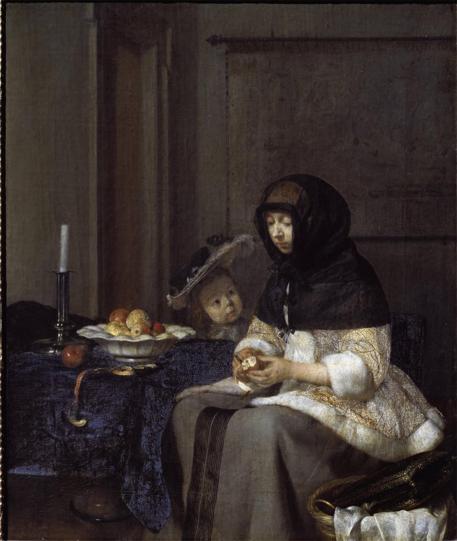 POSTERIIk Vintage Art Print Images Pictures Print a Mother Peeling an Fruit by Gerard Ter Borch Modern Colour Posters for Office Home Decor 60x90cm