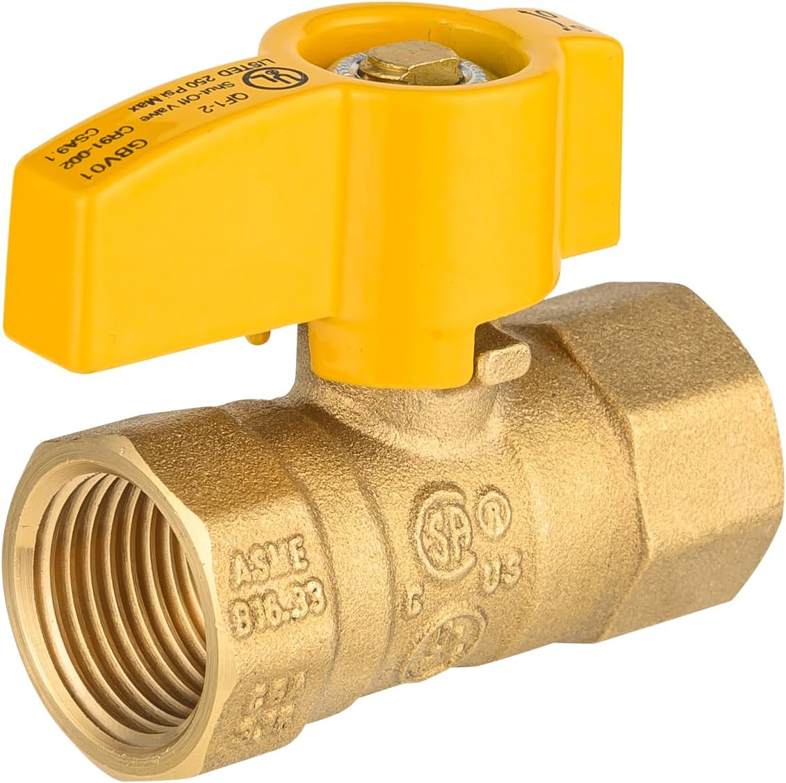 5-Pack HeSun Straight Gas Ball Valve,3/8 Inch FIP x 3/8 Inch FIP Connection, 1/4 Turn Brass Gas Shut Off Ball Valve(VALVE352)