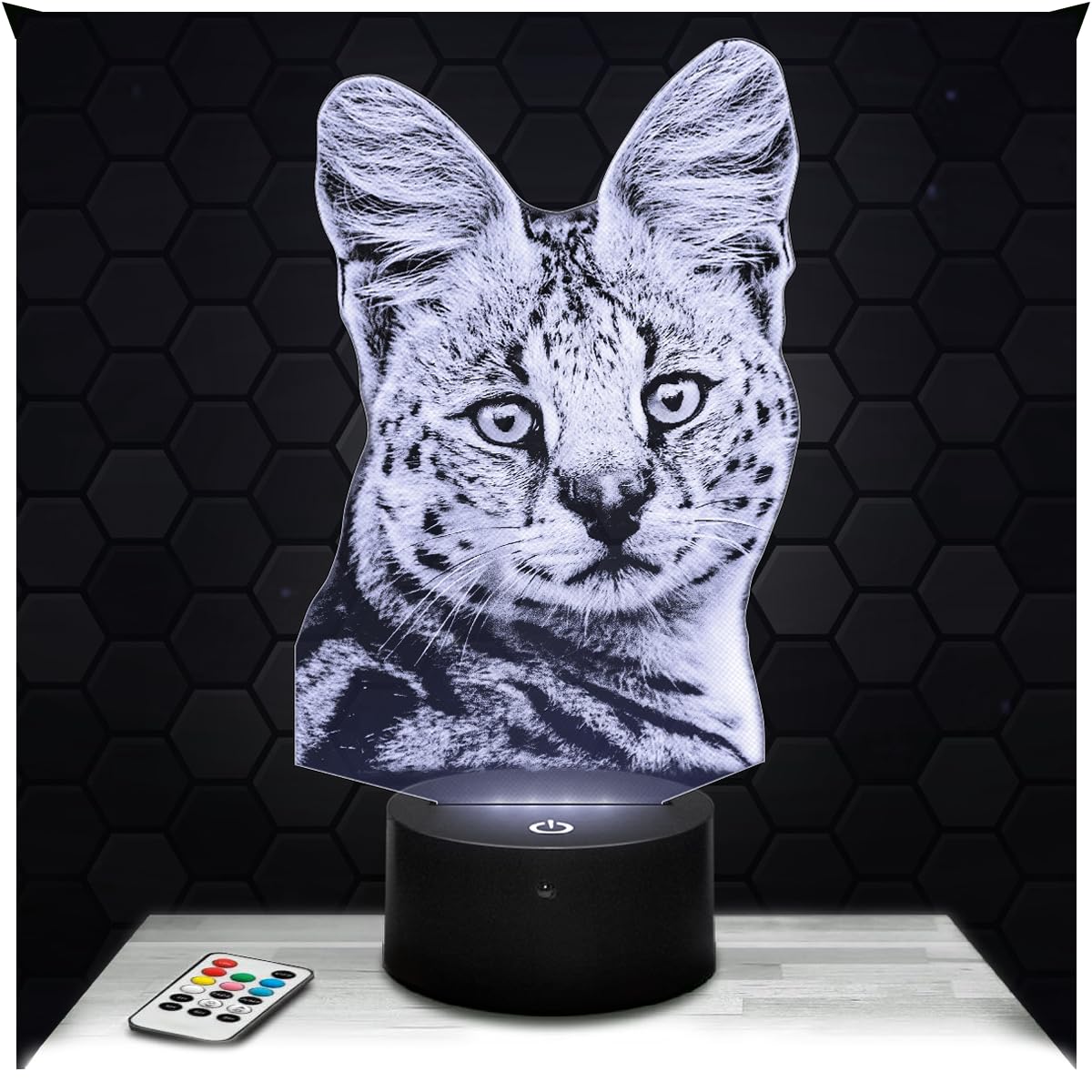 Lampephoto.fr - Serval Wild Animal Africa Feline 3D Lamp Decoration Gift idea for Men and Women Serval Night Light Room Decor, Original Christmas, Gift idea for Men and Women, Gifts Merchandising