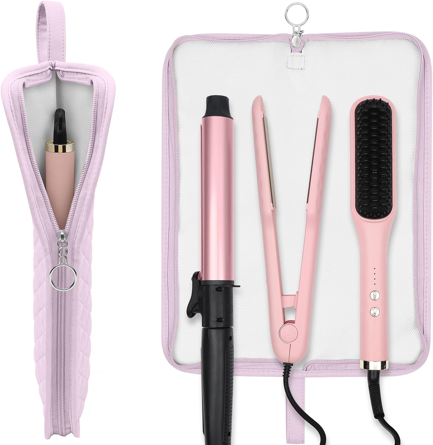 2-in-1 Heat Resistant Mat & Bag, Oversized Curling Iron Holder Pad, Portable Travel Storage Cover Pouch for Flat Iron, Hair Straightener & Hot Hair Styling Tools