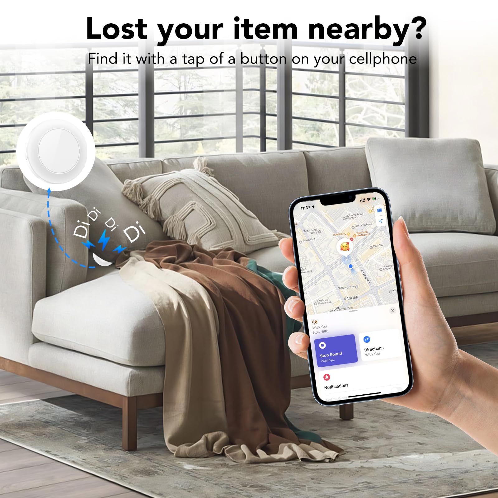 Air Tracker Tag 4 Pezzi, Bluetooth Localizzatore Compatibile con Apple Find My (solo iOS), IP67 Impermeabile, Smart Tag per Trovare Bagagli, Zaini, Valigia, Batteria Sostituibile