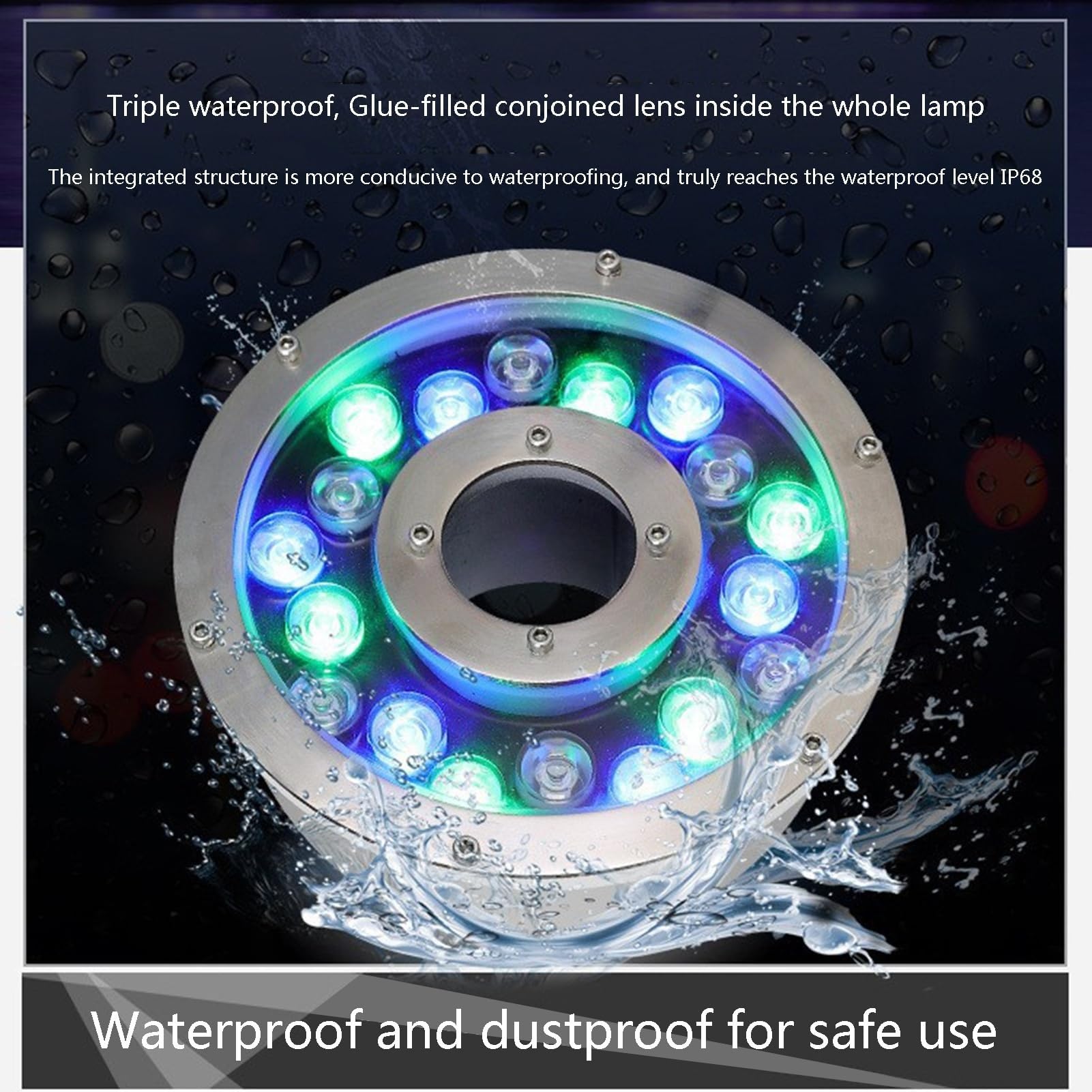 Ringförmige Brunnenleuchten - LED-Unterwasser-Landschaftsbeleuchtun, 12V/24V Niedervolt-Teichscheinwerfer Mit Mittleres Loch, IP68 wasserdichte Unterwasserleuchten(White,12W(24V))