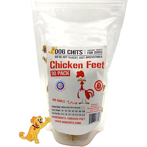 Dog Chits Chicken Feet for Dogs - Dog and Puppy Chews | All-Natural Treats | Large and Small Breeds | Nothing Added | Dehydrated | 30 Pack