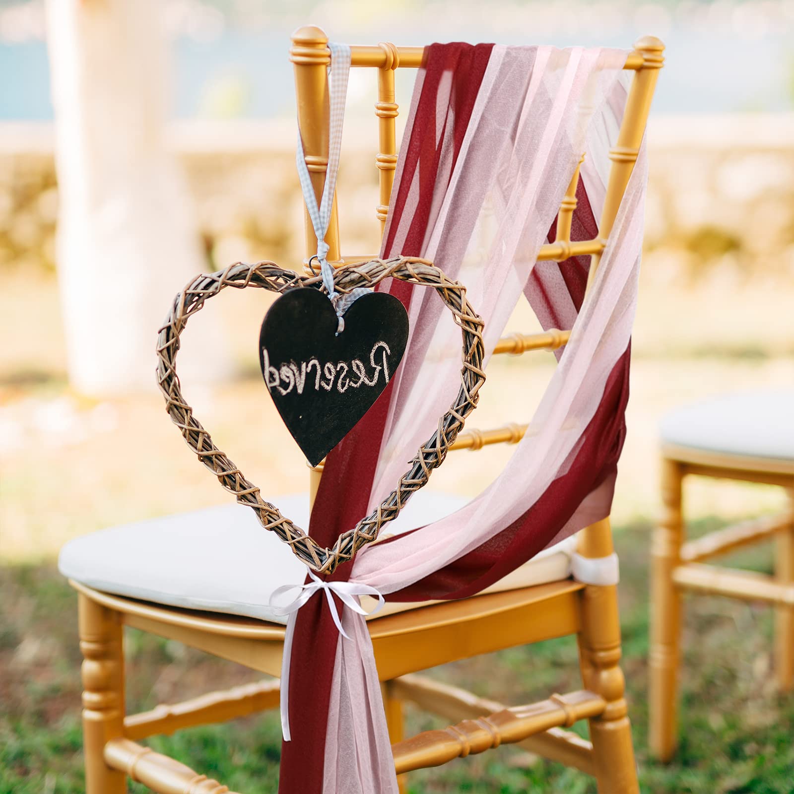 Lot de 16 Décorations d'Allée de Mariage 2,5 m - Rideaux de Chaise pour Cérémonie, Fête - Rose Poudré et Mauve