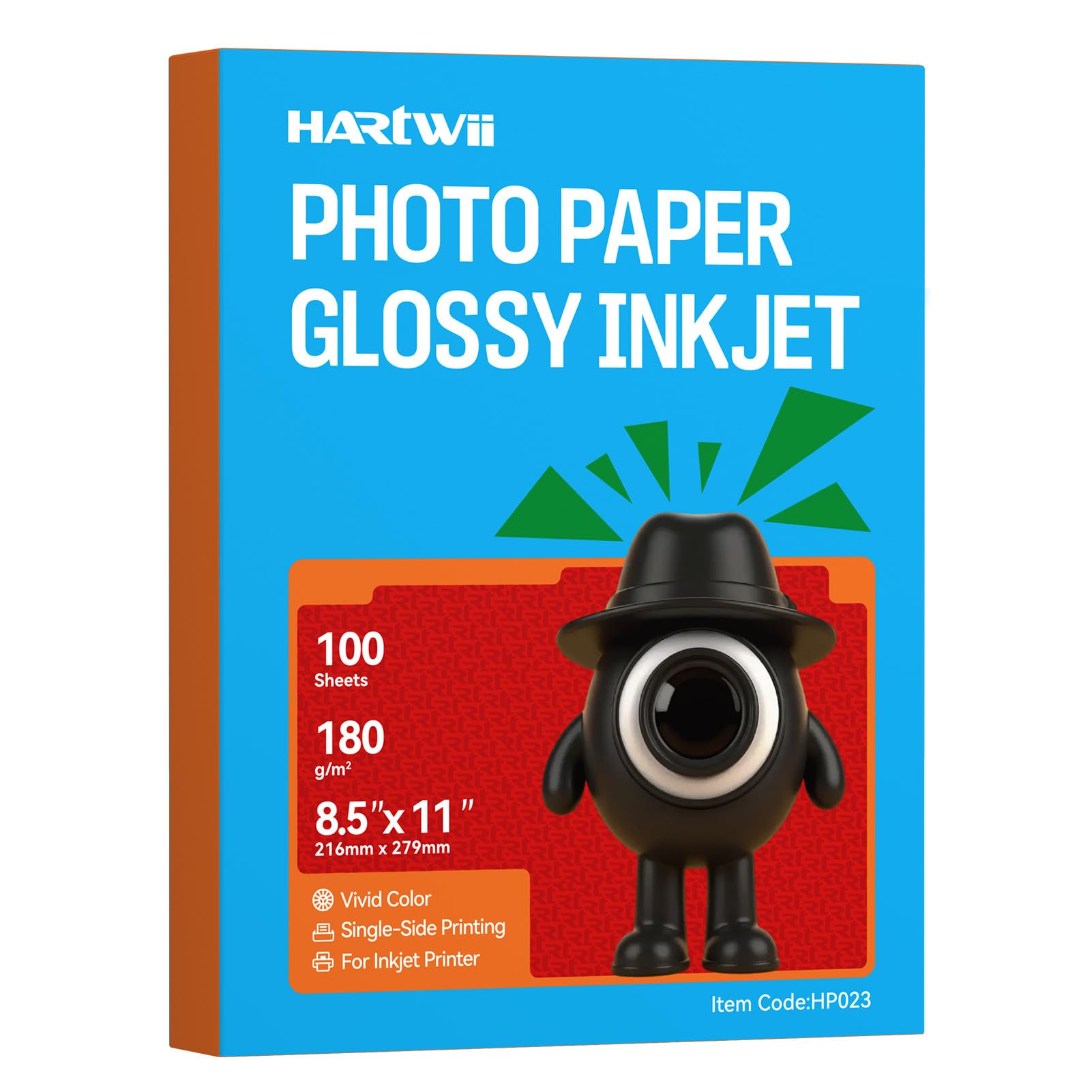 View 1 of 100Sheets Inkjet Glossy Photo Paper 8.5x11 Inches 48lb-180Gsm for Instant Dry Inkjet Printers, 8.5Mil A4 Letter Size Ideal for Brochure Paper, Flyers Paper Single Side, Suitable for All Dye Ink