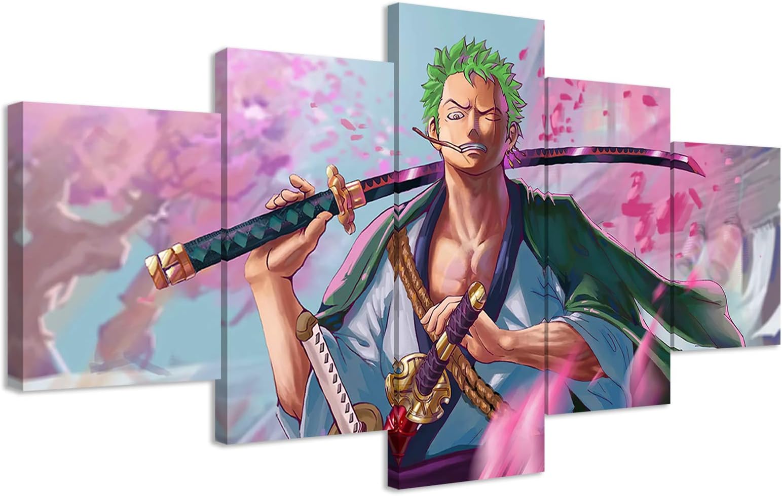 KAIWALK Anime One Piece Poster Zoro Print on Canvas Painting Wall Art for Living Room Decor Boy Gift (With Frame, 1)