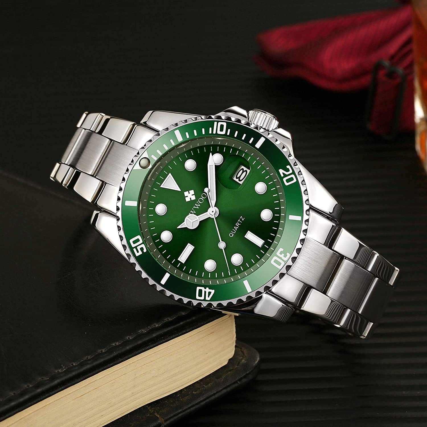 MASTOP Herren Klassisches Design Analog Quarz Uhren Mode Business Uhr Edelstahl Leuchtend Wasserdicht Datum Casual Elegant Armbanduhr für Männer