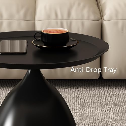 Miniatura 4 de Mesas anidables, mesas auxiliares negras, mesas auxiliares modernas para sala de estar, juego de 2 mesas auxiliares, mesa de consola y pedestal