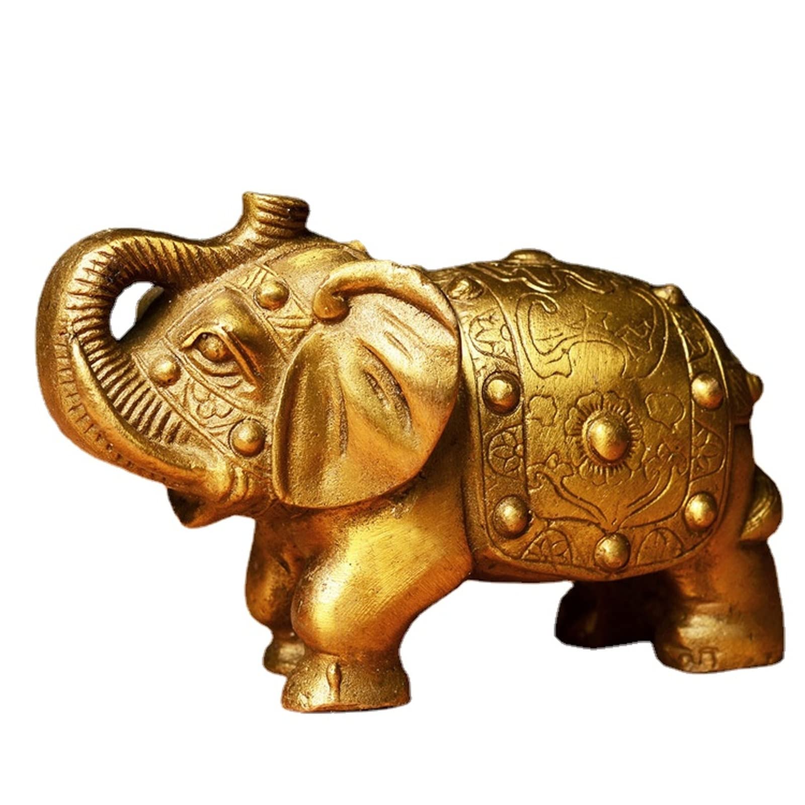 NGDFGR Vintage Brass Elephant Statue Home Decor Ornaments Crafts,Fengshui Elephant Lucky Figurines Desk Decoration Accessories Handmade Mini Animals Sculpture