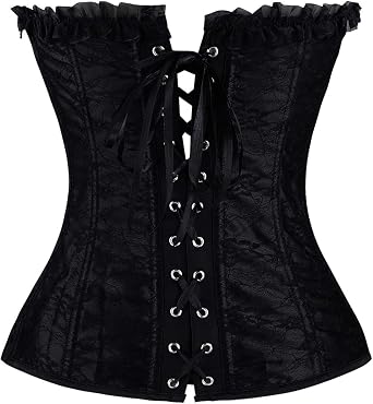 Kimring Women's Burlesque Beautiful Floral Lace Overlay Lace Up Outwear Corset