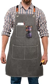 Rtcimoic Multi-Pocket Canvas Tool Apron for Men - Adjustable Thickened Work Apron for Welding, Woodworking, Gardening