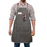 Rtcimoic Multi-functional Men's Tool Apron, Multi-pocket Canvas Apron, Welding, Woodworking Work Apron, Thickened, Adjustable