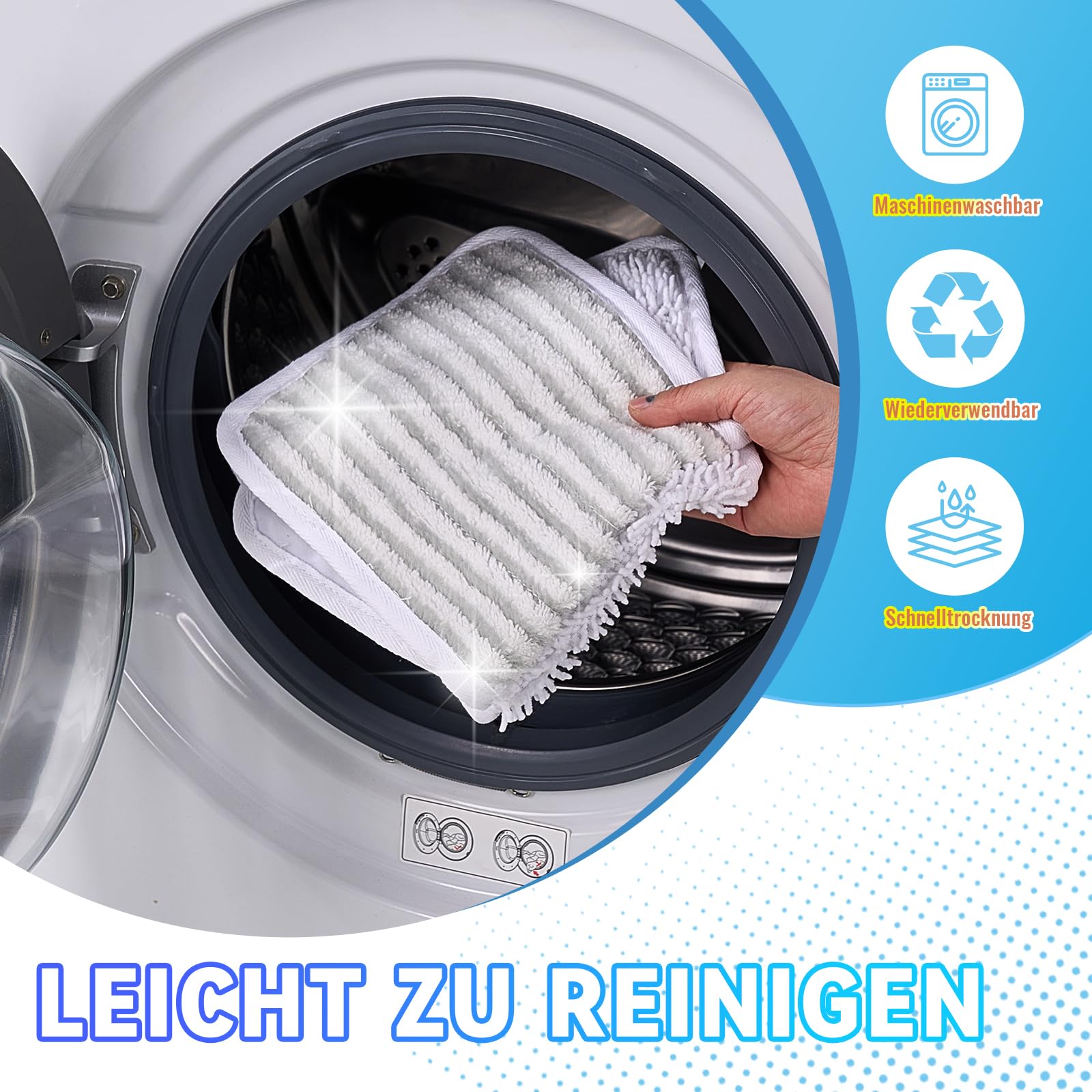 Housses De Rechange Pour Nettoyeur Vapeur Vileda Steam XXL – Lot De 6 Pièces, Microfibre Lavable, Blanc