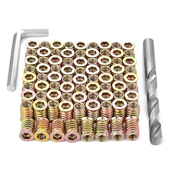 30 Pcs 5/16"-18x20 Threaded Inserts for Wood Nut Insert, Wood Bolt Inserts for Woodworking Projects, Furniture Hardware 30, 5/16"-18x20mm