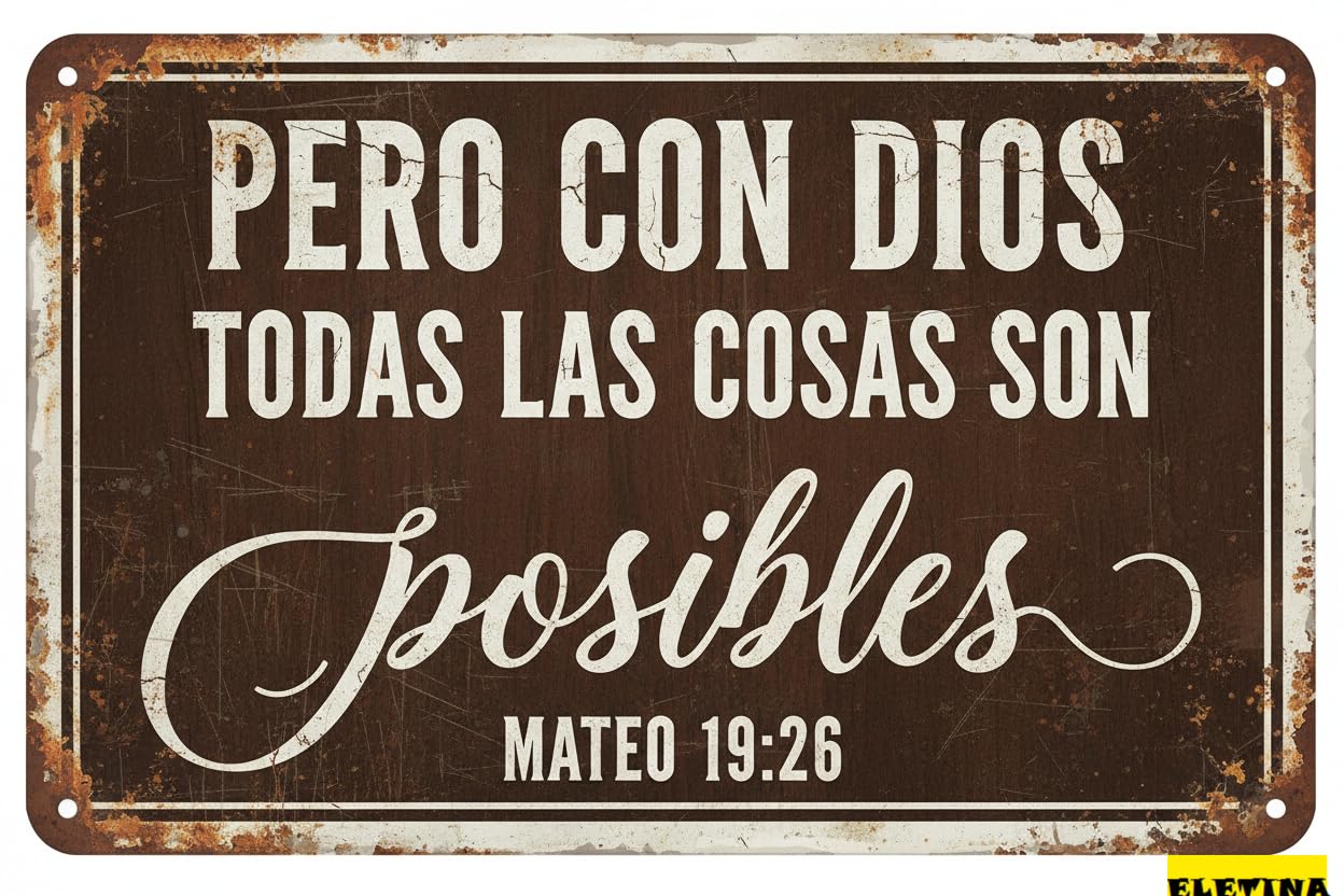 Vintage Metal Tin Sign for Man Cave Wall Art Definition Plaque Spanish Bible Quote Spanish S Home Decor Rustic S 8x12 Inch