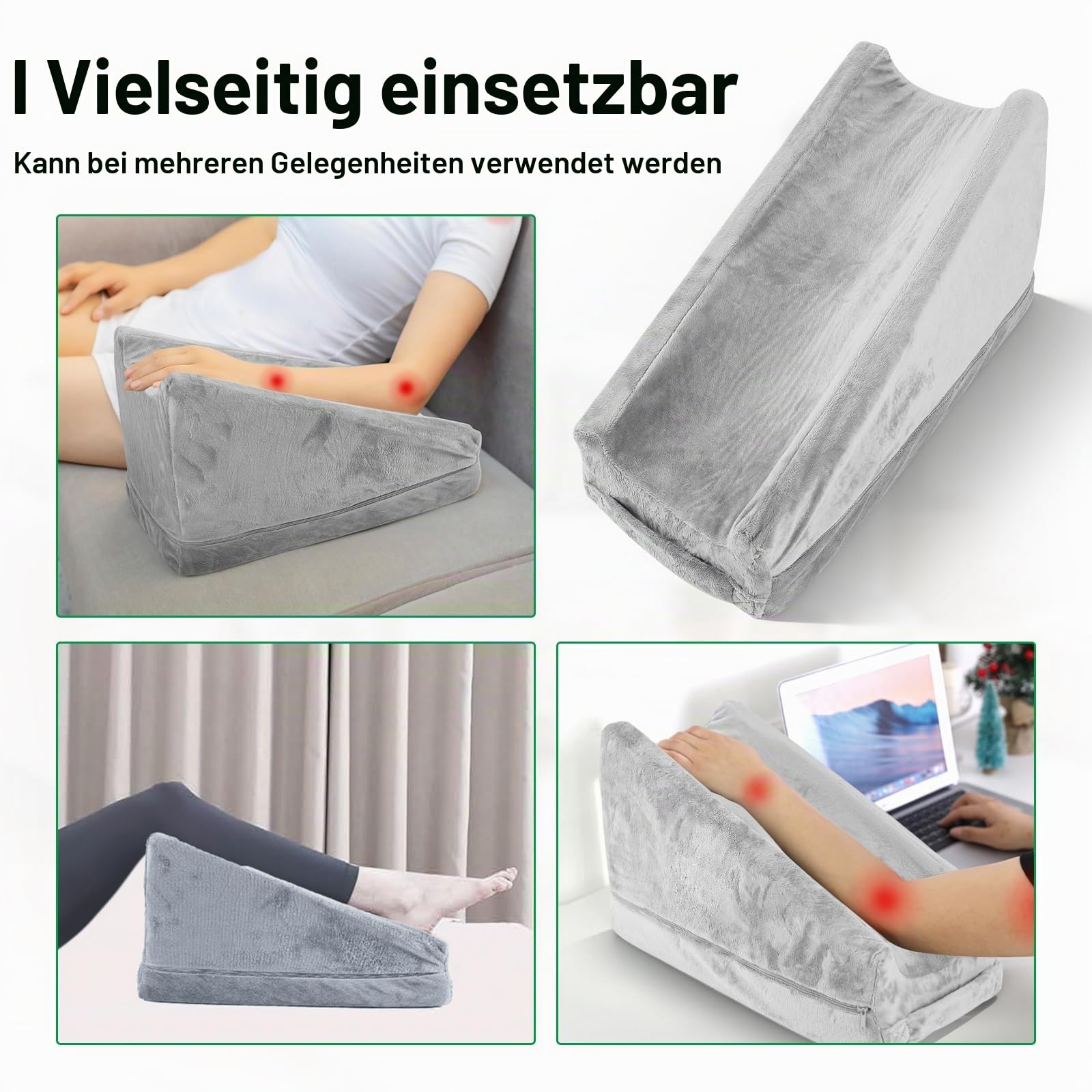 Beinerhöhungskissen, Keilkissen, Schwamm-Armhebekissen, Beinstütze mit abnehmbarem Bezug für gerades Knie und Arm, lindert Schwellungen und Schmerzen