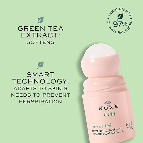 Miniatura 4 de NUXE Desodorante antitranspirante sin aluminio Rêve de Thé. Natural, extra fuerte 24 horas de protección contra olores y sudor para mujeres, 1.6