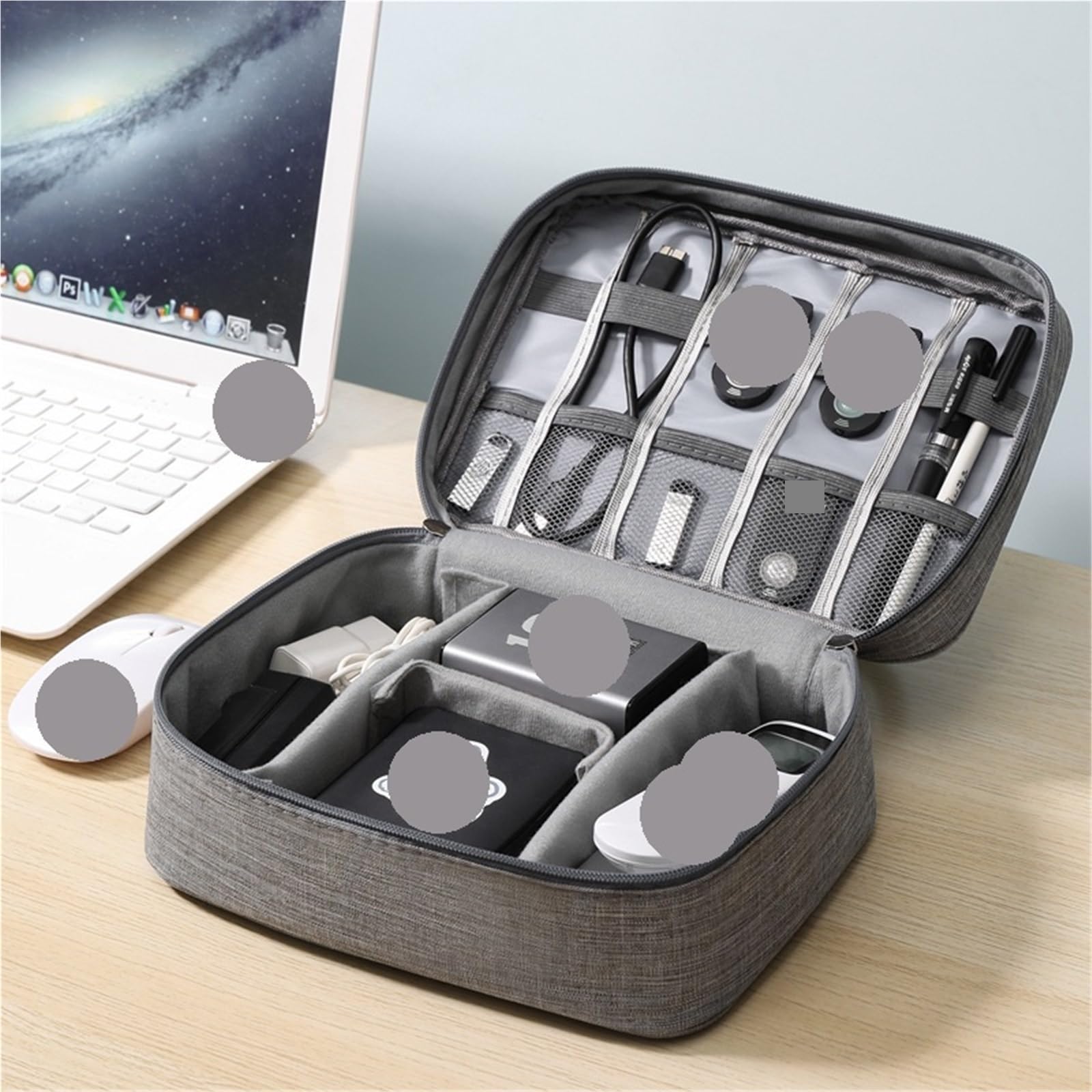 Borsa Organizer Per Cavi Borsa da viaggio elettronica digitale Custodia multifunzione for auricolari Cavo dati Caricabatterie for accessori Protezione disco rigido(Deep red)
