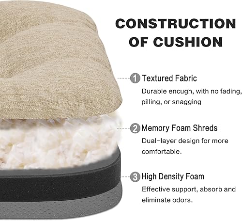 Miniatura 2 de baibu Juego de 4 almohadillas para sillas de comedor, cojines de asiento de espuma viscoelástica, cojines antideslizantes para sillas de comedor con