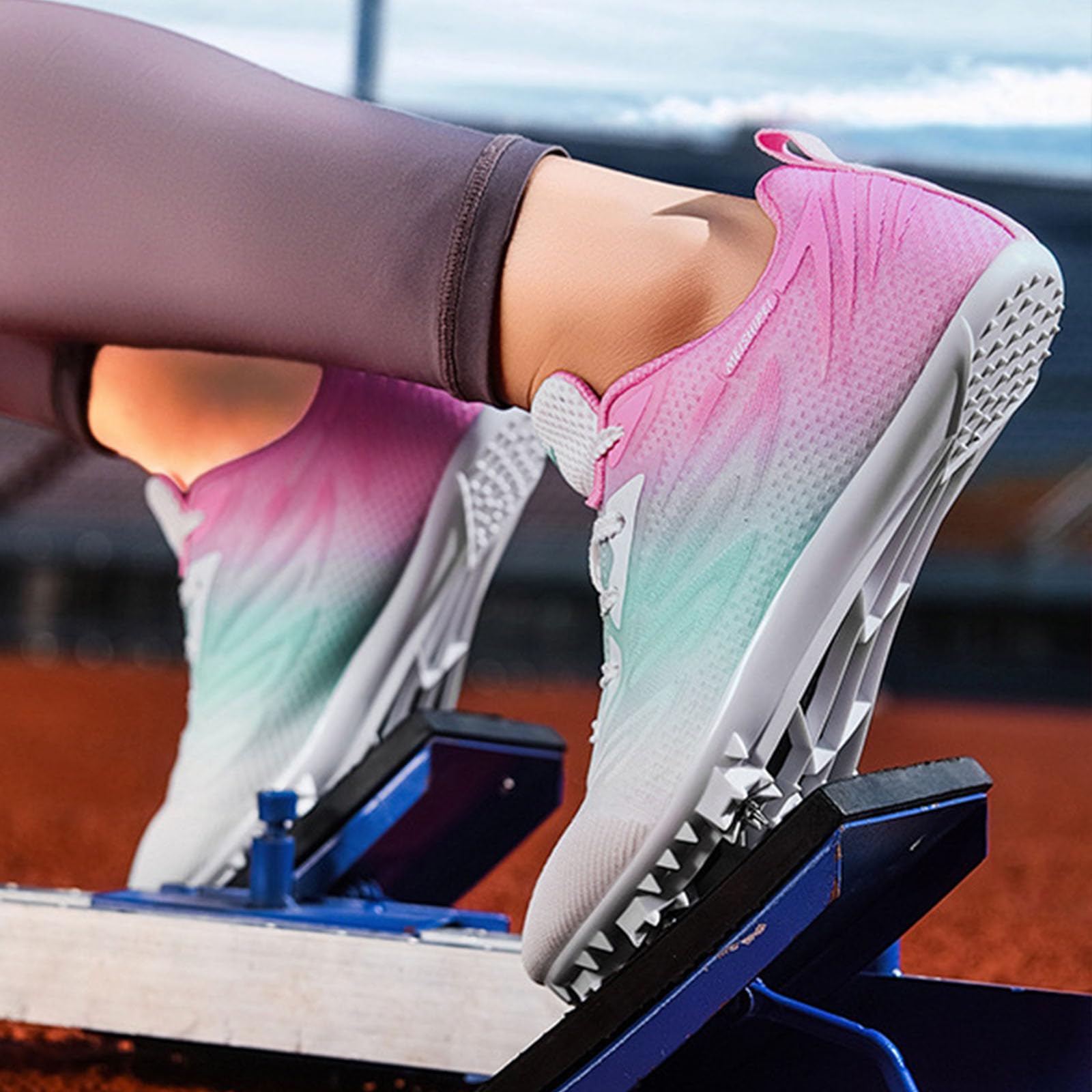 Zapatillas de Atletismo Mujer con 7 Clavos, Zapatos Correr Ligero Resistente ara Running Sprint Salto Largo,Training al Aire Libre