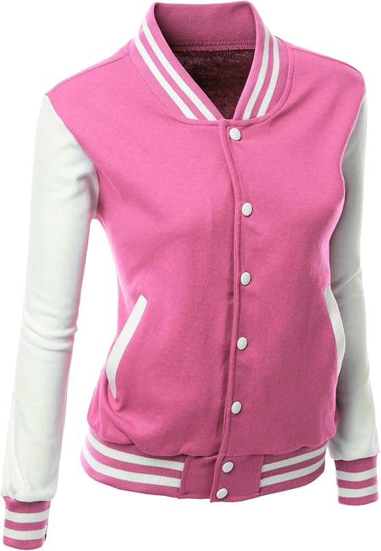 Women's Stylish Color Contrast Long Sleeves Varsity Jacket