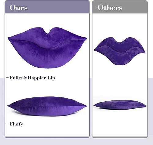 Miniatura 10 de AELS Almohadas de labios grandes 3D, suaves y suaves, decorativas, almohadas de amor, lindas almohadas de 24 x 12 pulgadas para sofá, cama, sala de