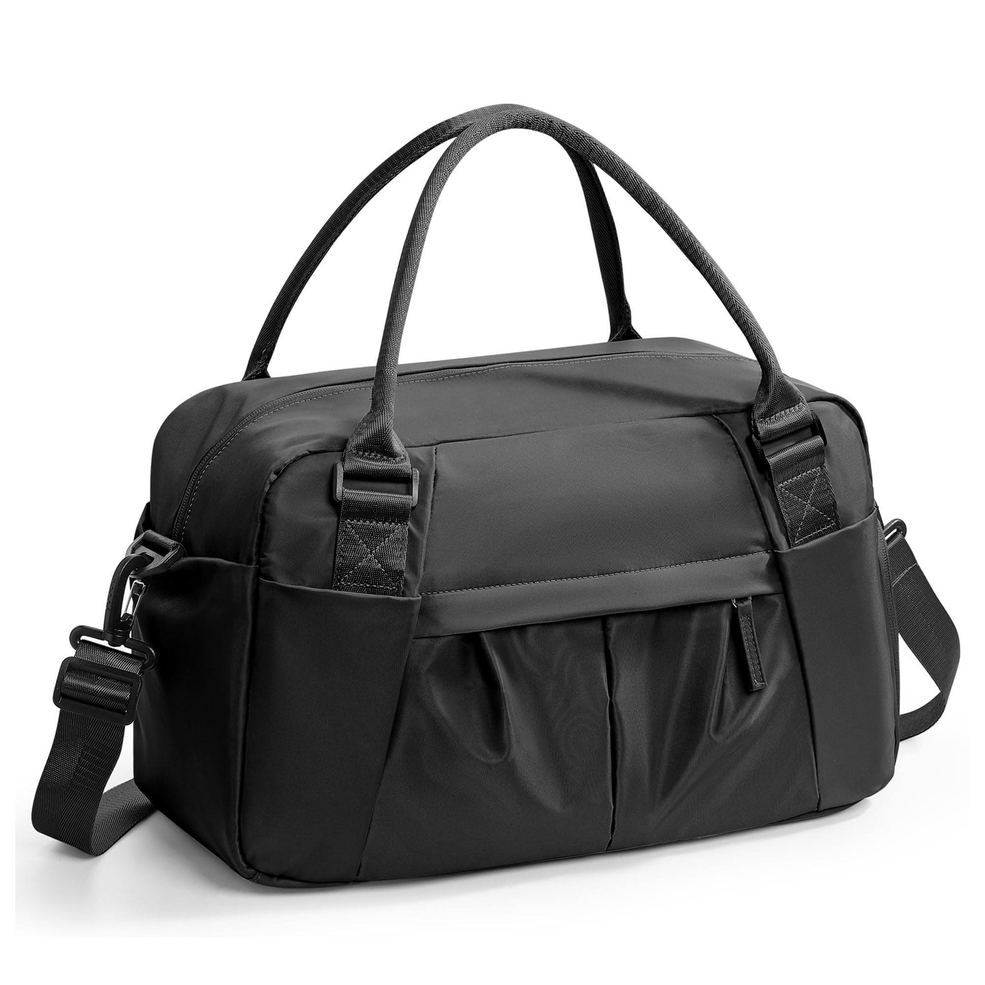 Small Black Gym Duffle Bag for Women Men with Shoe Compartment Mini Cute Weekender Handbag Carry on Travel