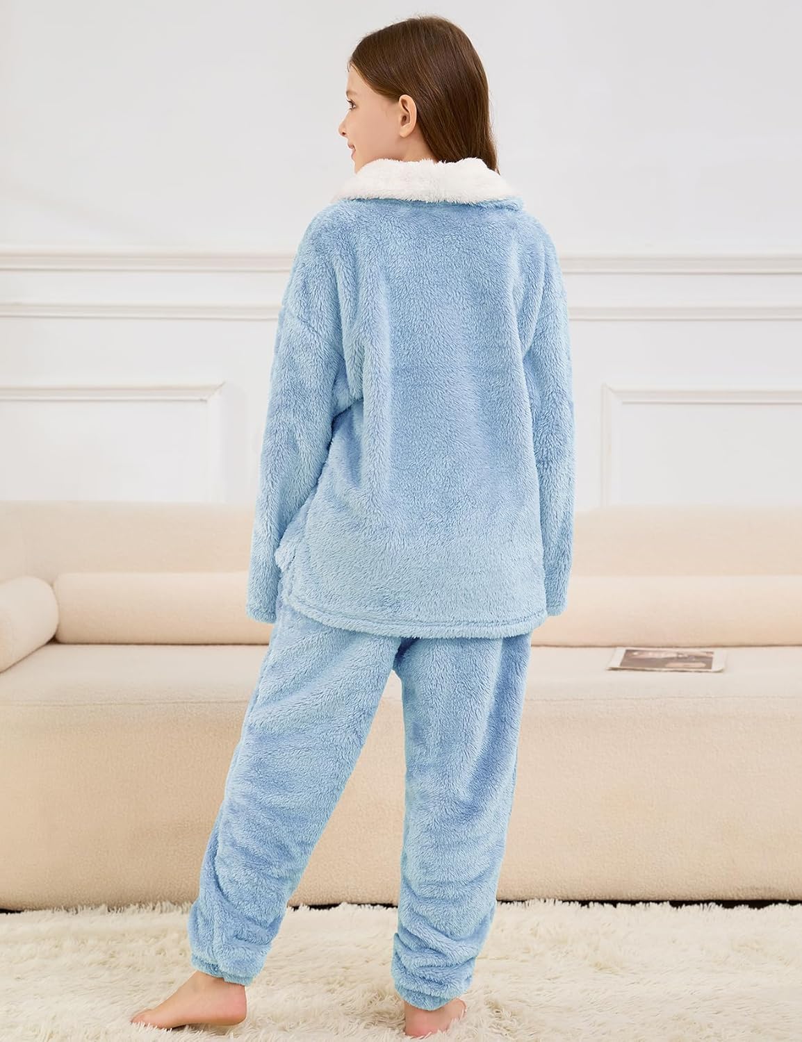 PEHMEA Girls Fuzzy Fleece Pants Sets 2 Piece Outfits Casual Pullover Sweatshirt Winter Warm Sweatsuit for Kids 5-14Y - Image 4