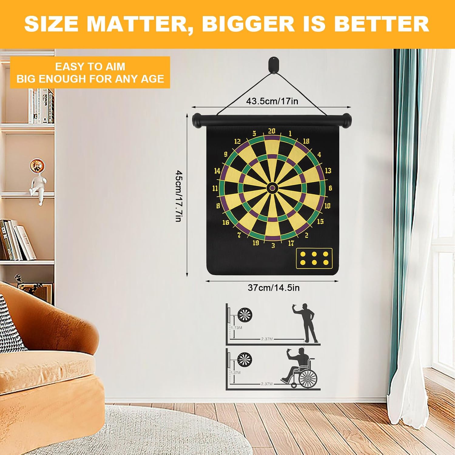 Magnetic Dart Board Set for Kids with 12 Darts - Indoor/Outdoor Safe Games for Boys & Girls Teens, Birthday Gifts Game Room Decor Toys