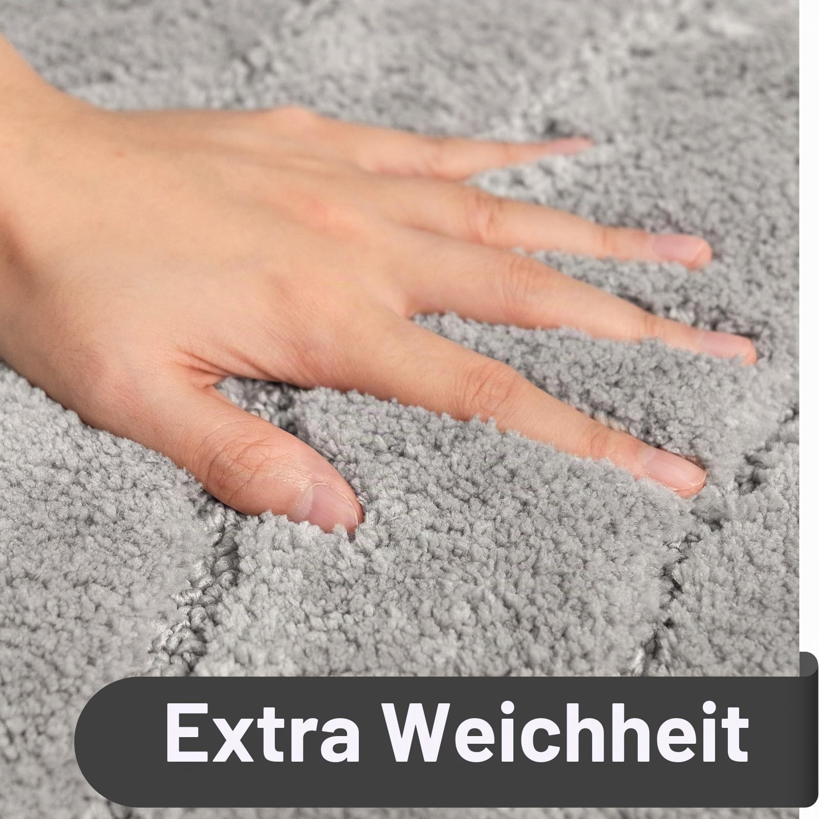 DEXDE Badezimmerteppichläufer, 61 x 183 cm, extra lang, rutschfest, maschinenwaschbar, Badematten, grau/silberfarben, weiche Teppiche für Boden, Badewanne und Dusche, Heimdekor-Zubehör