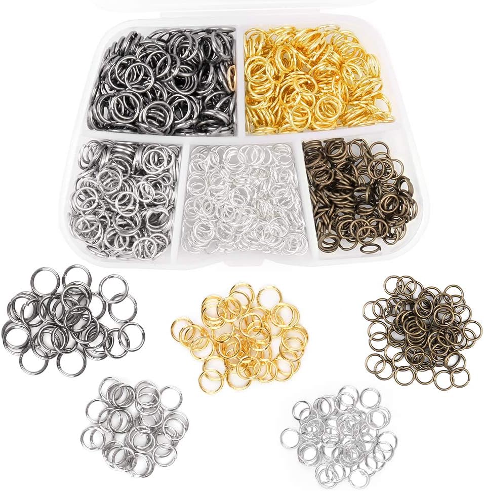1000 PCS Open Jump Rings with Storage Box, Mixed Colours Jump Rings for Jewelry Making Supplies, Earring Making Findings, and Necklace Bracelets Repair