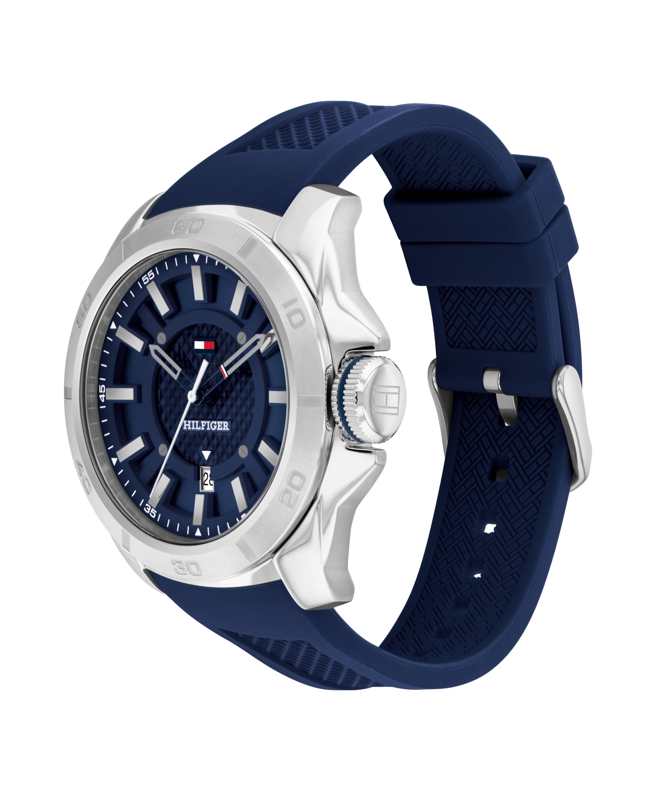 Tommy Hilfiger Mens Blue Stainless Steel & Silicone Strap Watch (B0D5YNZ2JY) Amazon Price History, Amazon Price Tracker