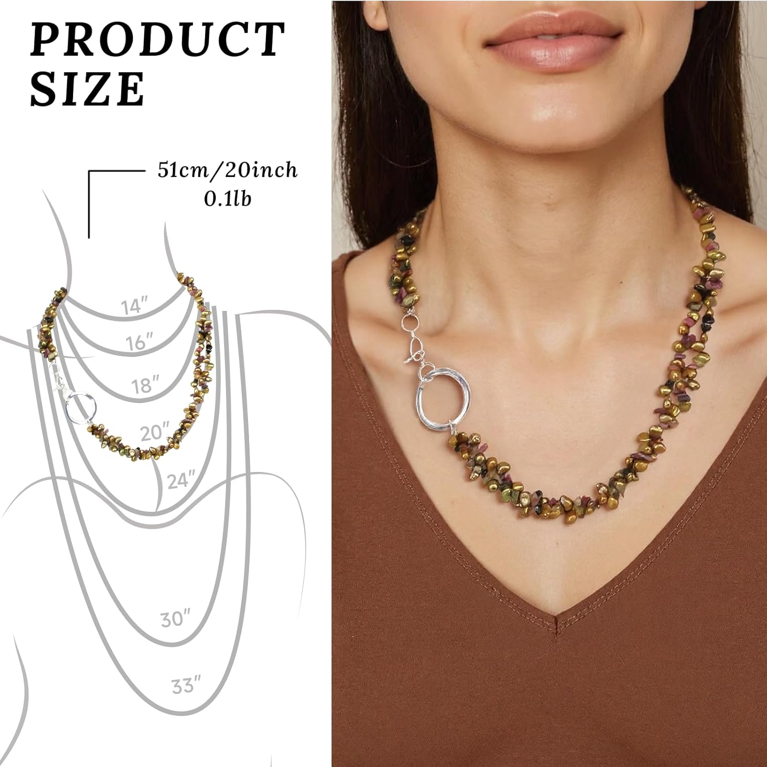 20" Freshwater Pearl Necklace, Handmade with 9-10mm Cream Round Pearls, Agate Turquoise- Gift for Mother, Wife, Anniversary Luxury Jewelry Gift - Image 7