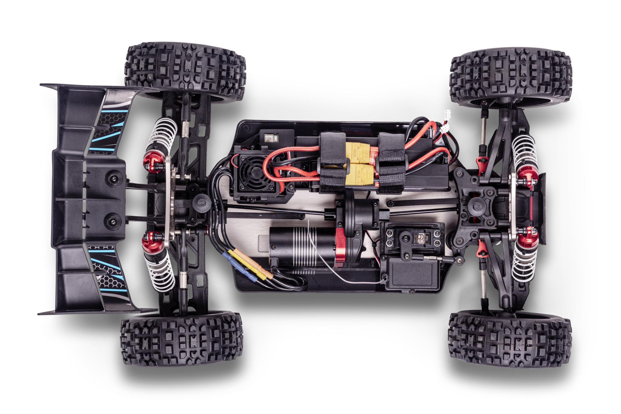 Carson 500409081 1:8 Virus 4.2 XL 100% RTR Negro/Turquesa- Coche RC, Coche teledirigido, Velocidad hasta 80 km/h, Modelo 100% RTR, Mando a Distancia Incluido