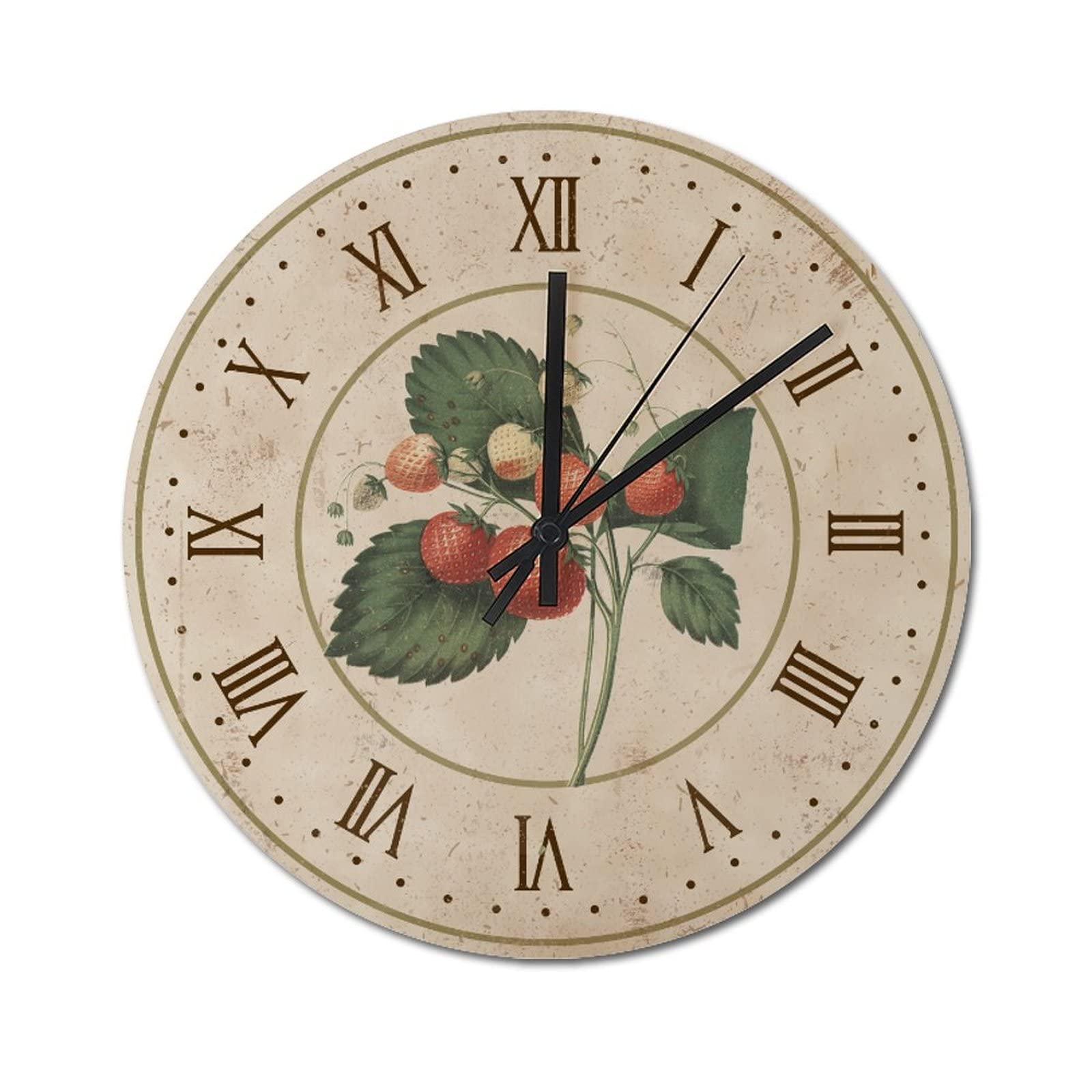 Horloge murale à quartz fraises 38 cm pour cuisine douce et salon