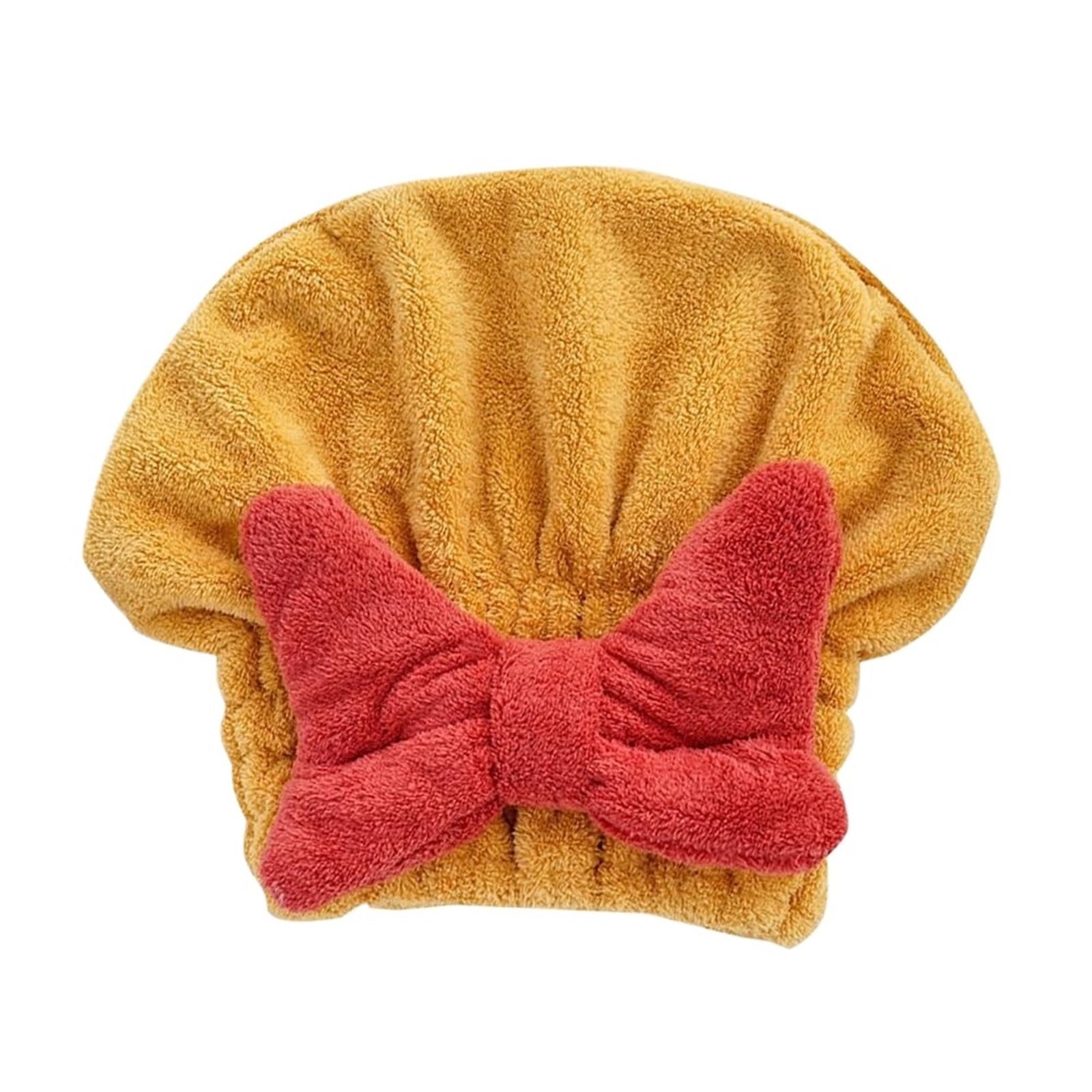 LUYSGBXR Hair Towel Drying Hair Caps For Women Girls Quick Dry Towel Turban Hat Bathing Soft Wrap With Butterfly Bow(Yellow)
