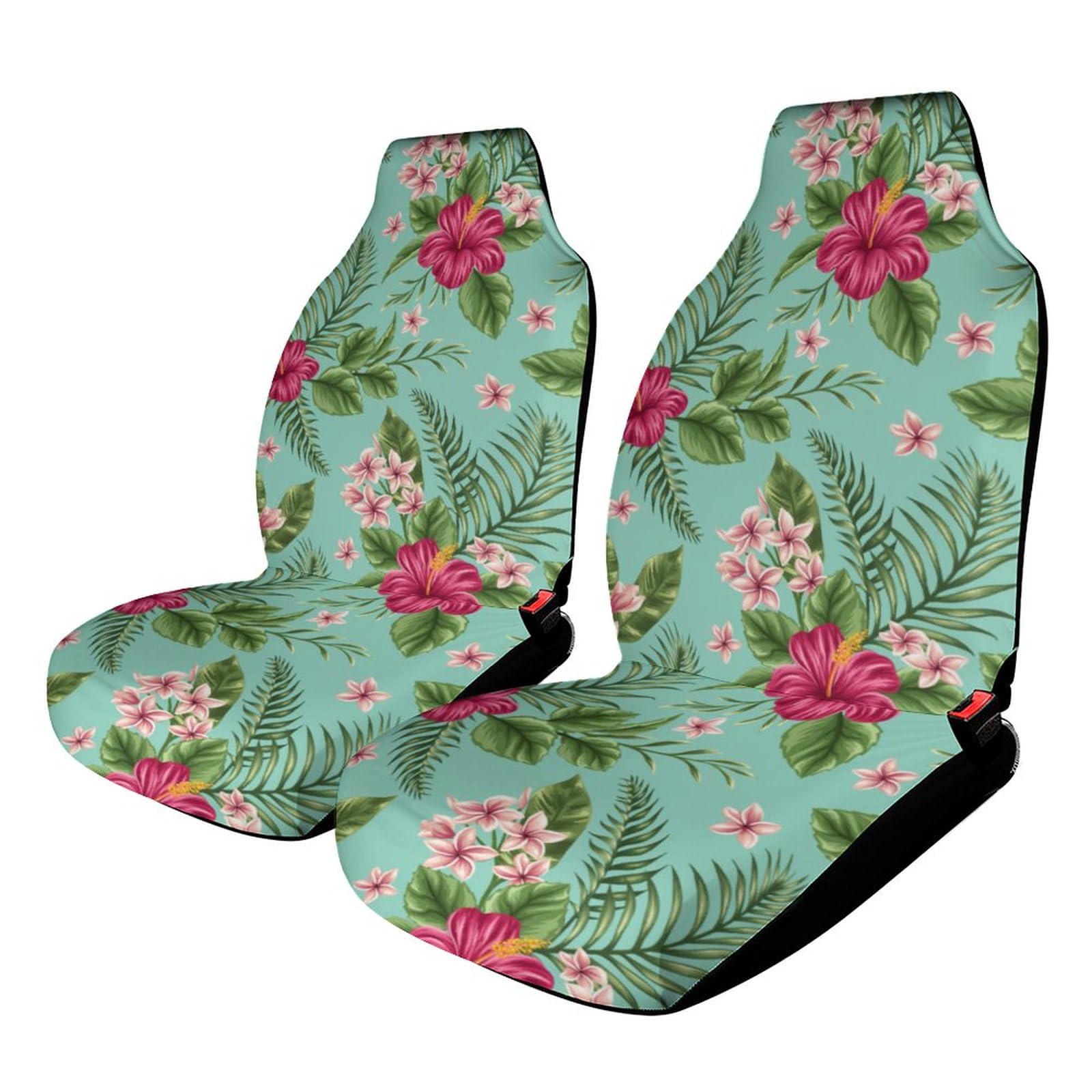 Set Di 2 Coprisedili Auto Con Stampa Foglie Tropicali E Giraffe - Universali, Per Sedili Anteriori, Decorativi - copertina